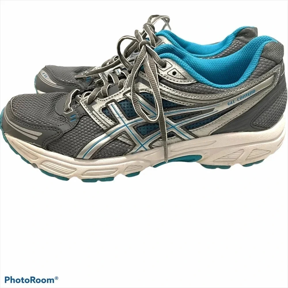 ASICS Grey Teal Gel Contend Sneakers Size 11 - Picture 4 of 8